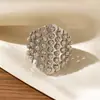 Anillo Abierto Metálico de Nuevo Estilo Transfronterizo Europeo y Americano Personalizado con Incrustación Completa de Diamante, Versión Ancha Irregular, Anillo Ajustable Exagerado