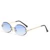 Nuevas Gafas de Sol Ovaladas Coolfang de Corte al Borde sin Montura, Gafas de Sol de Moda de Tendencia Europea y Americana, Gafas de Lente Marina Metálicas