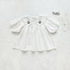 Verano 2025 Nuevo Estilo Coreano Estilo Fresco Camisa de Muñeca para Niña Camisa Floral Azul Camisa de Muñeca Bordada para Bebé