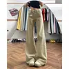 Calça jeans flare cáqui para mulheres, tendência nova estilo primavera-verão 2026, solta, emagrecedora, fluida, calça boca de sino comprimento total