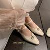 Sentimientos de hija ~ Zapatos Mary Jane con hebilla de cabeza cuadrada pequeña para dama, primavera y verano 2025, nuevos zapatos de mujer de cuero de tacón bajo