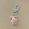 Lindo llavero de overol de cachorro de dibujos animados, colgante creativo personalizado para bolso, decoración de mochila para estudiantes, regalo de accesorio