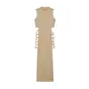 Amazon 2023 Vestido de Tirantes de Verano con Abertura Alta Vestido de Tirantes Moda Femenina Vestido Largo de Cintura Alta Vestido Patchwork