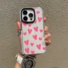 Produto Novo de Verão para Mulheres Capa de Celular Rosa Simples com Coração para iPhone 14 Capa de Celular Transparente para Apple 16 17 Pro Max