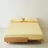 100% Algodón de Fibra Larga Alta Densidad de Hilos Cepillado Pieza Única Algodón Puro Grosor Sábana Ajustable Cobertura Total Todo Algodón Cubre Cama Color Sólido Satén