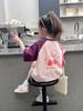 Camiseta Infantil Raglan com Costura de Cor Contrastante Estilo Menina Tops Soltos de Manga Curta Roupas para Crianças Maiores Novo Estilo Verão 2025