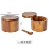 Olla de Sal de Madera de Acacia Caja de Condimentos de Madera Caja de Pimienta de Madera Botella de Condimentos de Cocina Caja de Sal Almacenamiento Olla de Condimentos