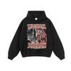 Sudadera con capucha lavada de marca de moda europea y americana con estampado vintage para hombre, estilo retro de calle, con cuello redondo, para invierno