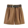 Comércio Exterior 2026 Verão Novo Estilo Europeu e Americano Moda Feminina Casual Soltinho Shorts Plissados com Cinto 8372244