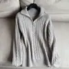 2026 Nuevo Modelo Cuello Solapa Cremallera Doble Suéter de Punto Vintage Chaqueta al por Mayor H20BS77327