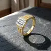 Anillo Transfronterizo de Plata S925 con Moissanita de 4 Quilates para Mujer, Incrustación Completa Multicapa, Diseño de Nicho de Lujo Ligero, Anillo de Tacto de Alta Gama