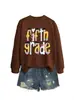 QUINTO GRADO Lazo Tienda Independiente de Amazon eBay Sudadera Casual de Moda Elegante para Mujer Cuello Redondo Otoño Invierno