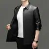 Jaqueta de Couro para Homens do Fabricante Haining, Jaqueta Quente de Outono e Inverno com Lã, Caimento Solto para Homens de Meia-Idade, Roupa Externa Casual para Pais, Roupa Masculina Grande