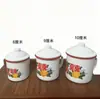 Caneca Esmaltada Dupla Felicidade Floral, Copo de Água, Presente de Casamento, Caneca de Lembrança, Pote de Chá Criativo, Pote Esmaltado Vintage Retro