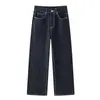 JOCORBEI Jeans Reto de Cintura Alta Cor Original de Couro para Mulheres, Outono 2026 Novos Calças Largas Emagrecedoras