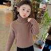 [Pronta Entrega] Suéter para Meninas 2025 Novo Outono e Inverno Gola Alta Infantil Inverno Veludo Macacão Bebê Menina Roupa de Inverno Espessado