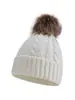 Nuevo Gorro de Punto Trenzado Otoño Invierno con Pompón para Adulto Simple Moderno Casual Cálido Protección contra el Frío Dobladillo Enrollado Gorro para Poner