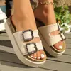 Zapatos Planos de Playa Retro para Mujer con Hebilla de Doble Fila y Punta Abierta, Sandalias de Suela Suave Estilo Birkenstock en Tallas Grandes, Nuevo Modelo de Verano 2026