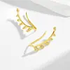 Estilo Ins Europeo y Americano Simple Plata de Ley Diamante Hoja Clip para Oreja Pendientes Femeninos Elegantes Pendientes de Hoja Pendientes Transfronterizos