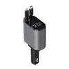 Cargador de teléfono para coche con carga súper rápida, carcasa de aleación de aluminio, cable retráctil cuatro en uno, cargador de coche, accesorios automotrices en stock