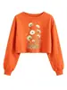 Amazon eBay estación independiente moda elegante cómoda sudadera corta floral para mujer con flores blancas, amarillas y rosas