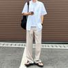 Camisa sencilla de manga corta estilo universitario MYQ para hombre, uniforme DK de verano con camisa casual holgada estilo coreano