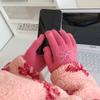 Guantes de Punto de Color Sólido para Invierno Estilo Han Feng Mismos que los de Bloggers Ins con Lazo de Cinco Dedos Guantes de Lana Lindos para Mujer