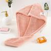 Atacado de fábrica touca europeia de flor seca para cabelo espessa dupla de coral fleece touca seca para cabelo toalha de secar cabelo turbante absorvente