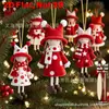 Plano 2D Juego de 16 Piezas Diseño Clásico Rojo Blanco Decoración de Árbol de Navidad de Alta Calidad Muñeca Niña Adornos Colgante