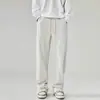 Calça casual nova de outono e primavera com zíper lateral e fenda calça esportiva masculina de cor sólida calça de moletom reta 2023