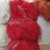 Em estoque Tecido de pelo de coelho listrado 10mm, veludo de coelho pelo de coelho pelúcia listrada tecido para brinquedo roupa boneca