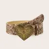 Cinturón de Hebilla de Pin con Patrón Marrón Estilo Europeo y Americano, Cinturón de Cuero Retro Único para Mujer, Cinturón Decorativo, Retro Artístico