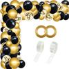 Tema de aniversário preto e dourado 110 peças decoração de festa balão de látex suprimentos de decoração kit de corrente de balão layout do local