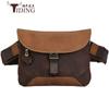 Riñonera de piel auténtica personalizada para hombre, bolso bandolera informal de piel de vaca, con carga USB, para hombro y pecho