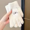 Luvas de Meio Dedo Infantis de Inverno, Luvas Quentes de Tricô Pelúcia Sem Dedos, Acessórios de Mão Fofos de Desenho Animado com Tampa Flip para Meninas