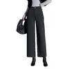 Pantalones de Lana a Cuadros de Pierna Ancha para Mujer, Nuevos Pantalones Casuales Otoño/Invierno 2026, Elegantes, Adelgazantes, con Caída, Pantalones Rectos de Nueve Puntos