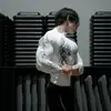 Breathedivinity Cuerno de Dragón Venenoso Manga Larga Deporte Americano Fitness Ropa de Compresión para Hombre Top Elástico de Secado Rápido