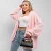 Cárdigan de punto de terciopelo visón de exportación estilo perezoso europeo y americano 2025 Otoño e Invierno Nuevo Suéter casual holgado con cuello en V para mujer