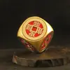 Nuevo Adorno Giratorio Hexagonal de Latón Puro de Cinco Emperadores Extra Grande para Escritorio de Oficina, Artículo de Mano para Atraer Riqueza y Aliviar el Estrés