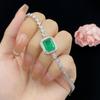 Conjunto alto com algodão retangular simulação esmeralda temperamento pulseira feminina noiva banquete de casamento acessórios para vestido joias