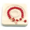 Nova Pulseira de Contas de Cristal Rosa Flor de Pêssego Jade Hetian Chinês Feminina Fortuna Nafu Ágata Vermelha Pulseira Joias Atacado