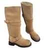 Botas Slip-On de Estilo Coreano Nuevas Otoño/Invierno 2026 para Mujer, Botas Largas con Puntera Desgastada, Botas de Monta para Mujer