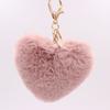 Llavero de Peluche con Forma de Corazón Rojo de Moda para Pareja, Colgante de Bola de Pelo de Conejo Sintético para Bolso, Accesorio para Coche al por Mayor