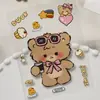 Lindas Pegatinas de Osito Marrón para Cuaderno con Adhesivo Plano por Detrás, Adorables Pegatinas de Oso DIY para Botellas de Agua y Fundas de Teléfono, Versión Q