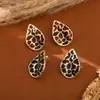 Falda de Moda con Estampado de Leopardo, Aretes en Forma de Corazón, Estilo Vintage Dorado, Joyería Transfronteriza Creativa Clásica de Nicho