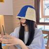 Sombrero de pescador tejido a juego de colores para mujer, transpirable, de verano, estilo coreano, combina con todo, con la cara al descubierto, pequeño cubo, lavabo, sombrero hueco.