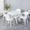 Juego de Mesa y Sillas de Plástico para Puesto de Comida, Puesto de Barbacoa al Aire Libre, Mesa Redonda para Antojos Nocturnos, Silla con Respaldo, Mesa y Sillas Sencillas e Informales para Playa
