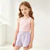 Pantalones cortos deportivos infantiles con cordón, pantalones cortos holgados y casuales para niñas, disponibles en tallas pequeña, mediana y grande, color liso, tacto de algodón, adecuados para usar como ropa exterior, estilo transfronterizo