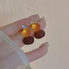 Pendientes geométricos de alta gama con diseño de explosión de estilo coreano para mujer, sencillos, combinables, elegantes, con cuentas redondas de cristal, accesorios para las orejas.