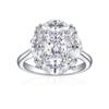 Anillo de plata de ley 925 Tonglin New Amazon venta caliente femenino fuegos artificiales Flor de hielo corte biselado rectangular 6*8 rodeado lujo incrustado